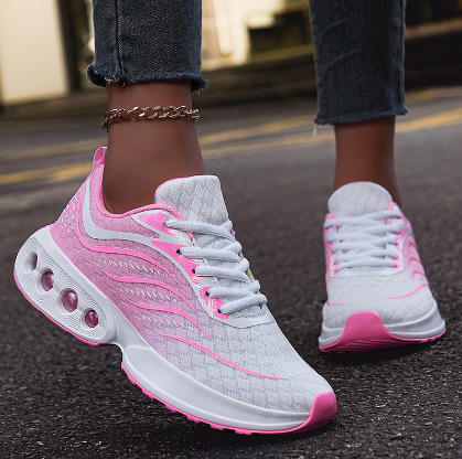 Дамски маратонки за бягане с въздушна възглавница, нисък връх, дишаща мрежеста горна част, PU + въздушна подметка, връзки