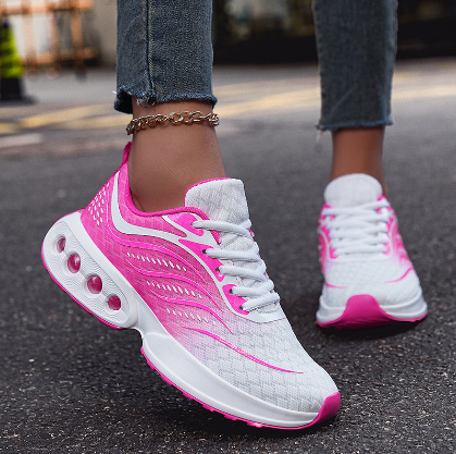 Дамски маратонки за бягане с въздушна възглавница, нисък връх, дишаща мрежеста горна част, PU + въздушна подметка, връзки