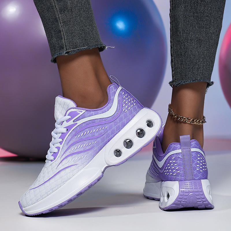 Дамски маратонки за бягане с въздушна възглавница, нисък връх, дишаща мрежеста горна част, PU + въздушна подметка, връзки