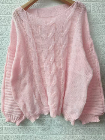 Pulóver s dlhými rukávmi, okrúhlym výstrihom, stredná dĺžka, polyester, elegantný štýl