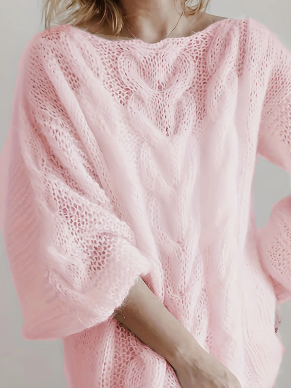 Pulóver s dlhými rukávmi, okrúhlym výstrihom, stredná dĺžka, polyester, elegantný štýl