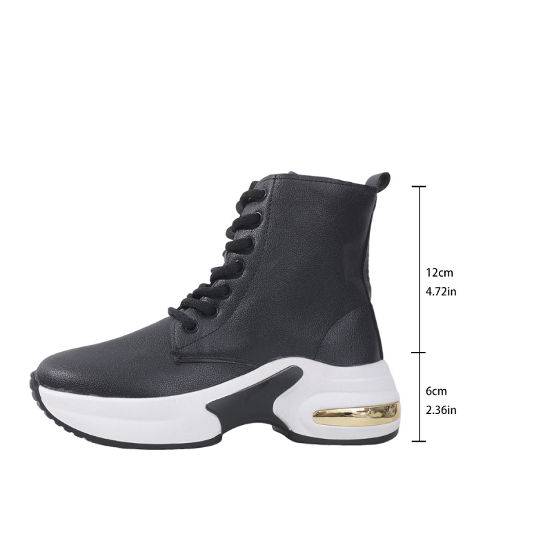 Мартин ботуши със наклонен ток, средна височина на голенището, кръгла пръст, връзки, синтетична кожа