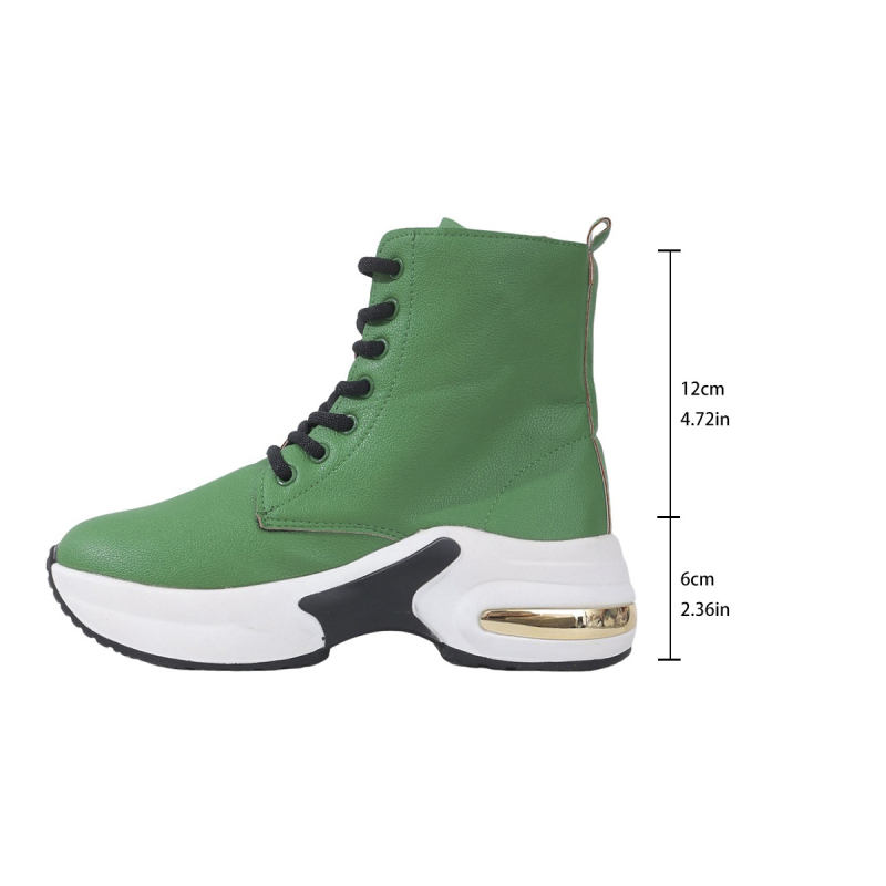 Мартин ботуши със наклонен ток, средна височина на голенището, кръгла пръст, връзки, синтетична кожа