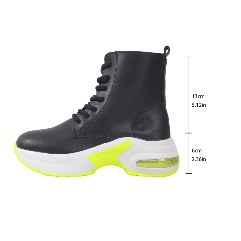 Мартин ботуши със наклонен ток, средна височина на голенището, кръгла пръст, връзки, синтетична кожа