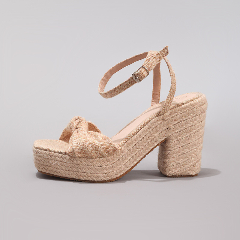 WEIBENA sandală de damă cu o curea, toc 10,2 cm, partea superioară din material textil, talpă din cauciuc brut, vârf pătrat, stil casual