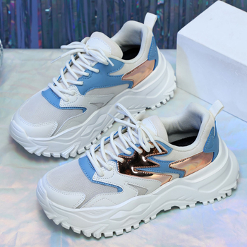 Uniszex sportcipő casual vastag talppal, felsőrész PU+háló, csúszásmentes MD talp, ütéscsillapítás, mindennapi viselet