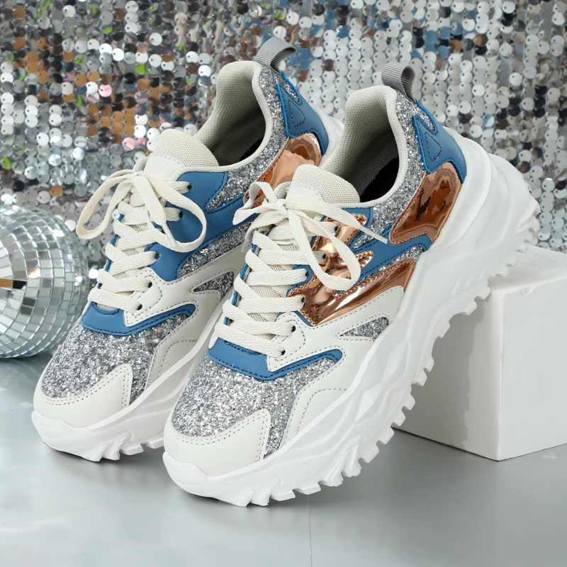 Uniszex sportcipő casual vastag talppal, felsőrész PU+háló, csúszásmentes MD talp, ütéscsillapítás, mindennapi viselet