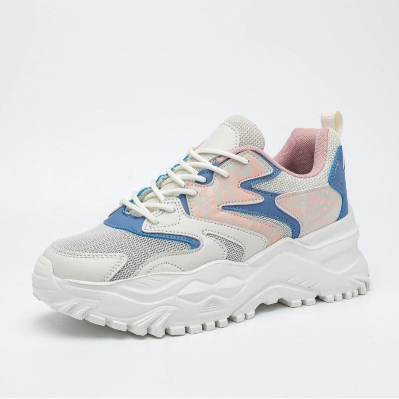 Uniszex sportcipő casual vastag talppal, felsőrész PU+háló, csúszásmentes MD talp, ütéscsillapítás, mindennapi viselet