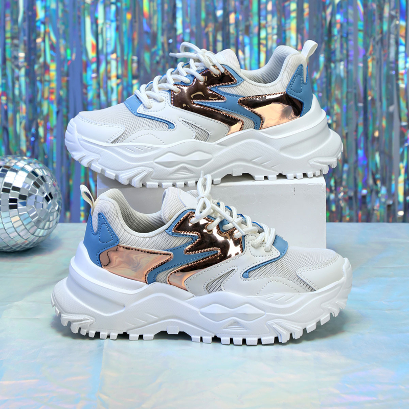 Uniszex sportcipő casual vastag talppal, felsőrész PU+háló, csúszásmentes MD talp, ütéscsillapítás, mindennapi viselet