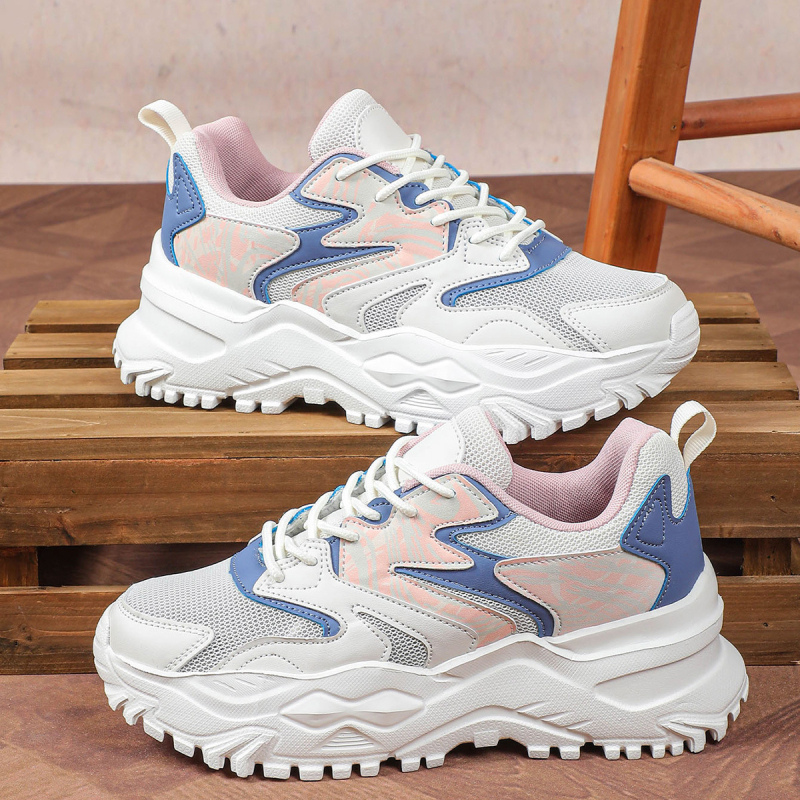 Uniszex sportcipő casual vastag talppal, felsőrész PU+háló, csúszásmentes MD talp, ütéscsillapítás, mindennapi viselet