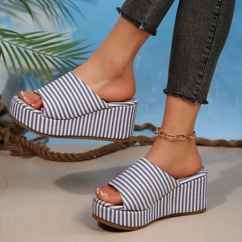 Vienos juostos kanvasiniai sandalai, Europos ir Amerikos stilius, EVA padas, 2025 metų vasara