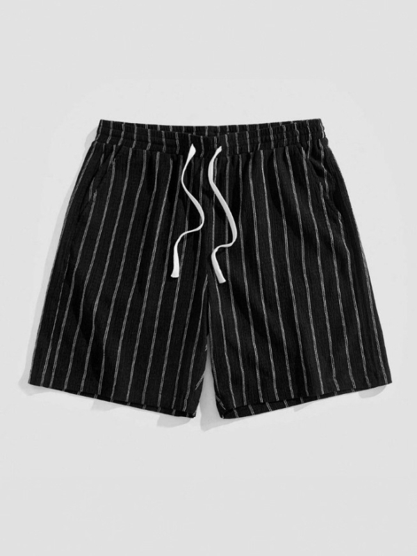 Мъжки плажни шорти от конопено-памучна смес, с връзка за талията, права кройка, за лятото