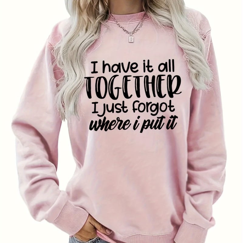 HOOKONYOU Női pulóver kerek nyakkal, laza szabású, betűs logós nyomat, poliészter