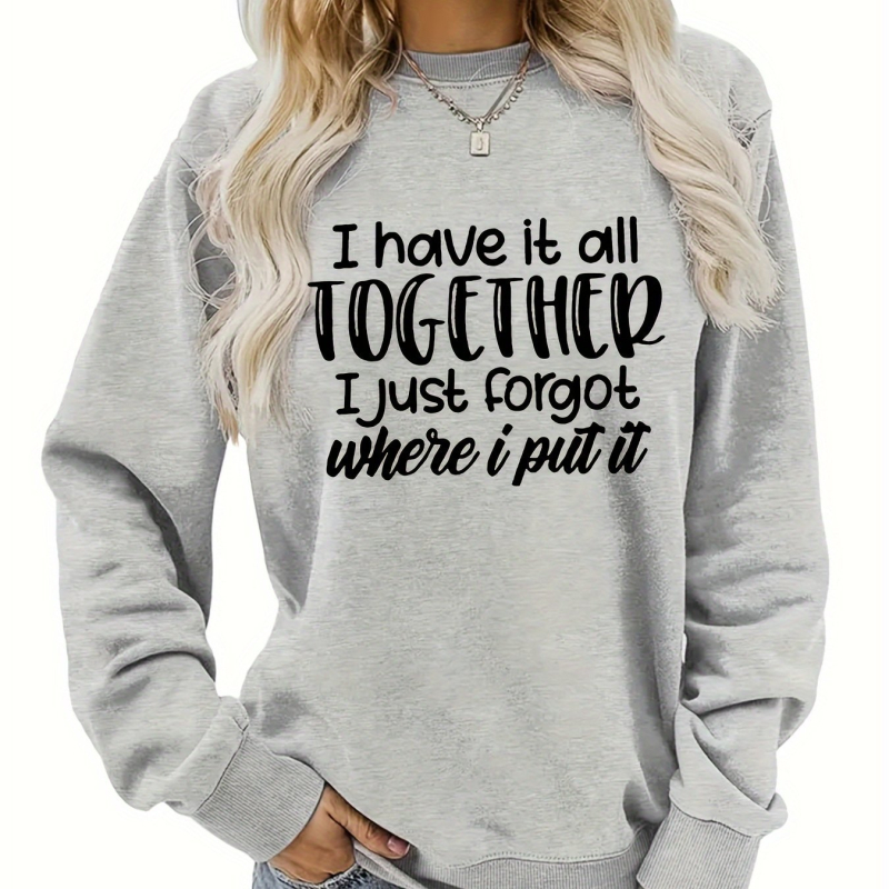 HOOKONYOU Női pulóver kerek nyakkal, laza szabású, betűs logós nyomat, poliészter