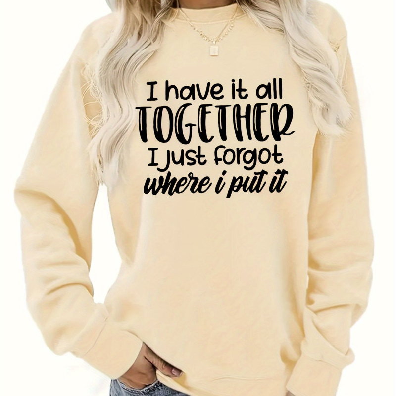 HOOKONYOU Női pulóver kerek nyakkal, laza szabású, betűs logós nyomat, poliészter