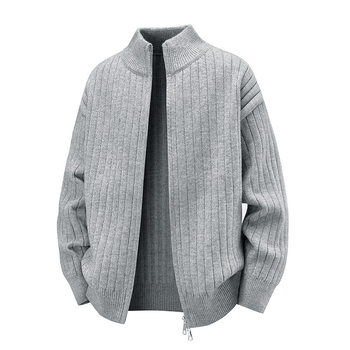 Zip-kardigan u korejskom stilu, jacquard pletenina od poliestera, udoban slobodan kroj