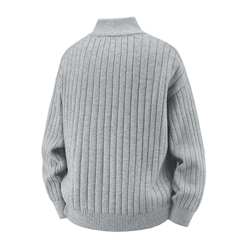 Zip-kardigan u korejskom stilu, jacquard pletenina od poliestera, udoban slobodan kroj