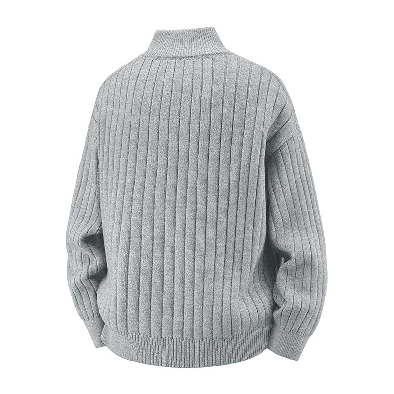 Zip-kardigan u korejskom stilu, jacquard pletenina od poliestera, udoban slobodan kroj
