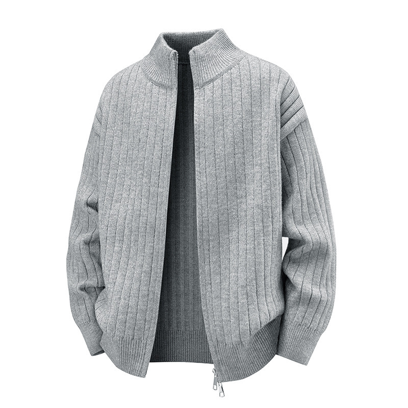Zip-kardigan u korejskom stilu, jacquard pletenina od poliestera, udoban slobodan kroj