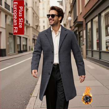 Pánsky kabát so zosilnenou tepelnou izoláciou, štíhly strih, golier s odklápaním, jednoradové zapínanie, stredná dĺžka