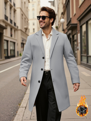 Pánsky kabát so zosilnenou tepelnou izoláciou, štíhly strih, golier s odklápaním, jednoradové zapínanie, stredná dĺžka