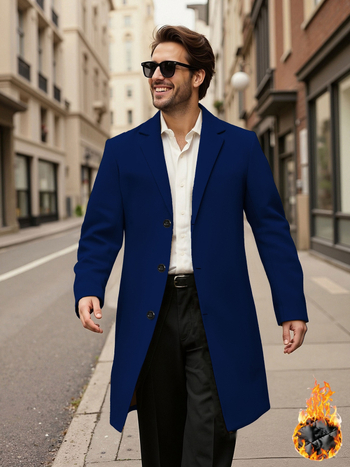 Pánsky kabát so zosilnenou tepelnou izoláciou, štíhly strih, golier s odklápaním, jednoradové zapínanie, stredná dĺžka