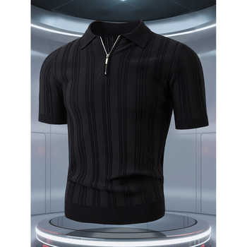 Polo pleteni top s jacquard uzorkom, mješavina pamuka, kratki rukav