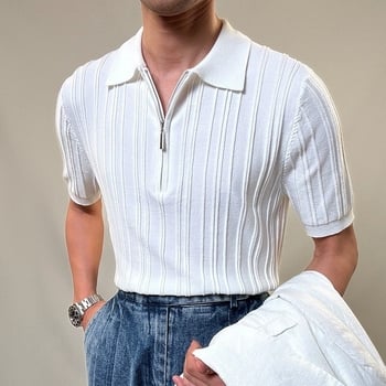 Polo pleteni top s jacquard uzorkom, mješavina pamuka, kratki rukav