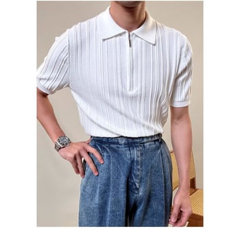 Polo pleteni top s jacquard uzorkom, mješavina pamuka, kratki rukav