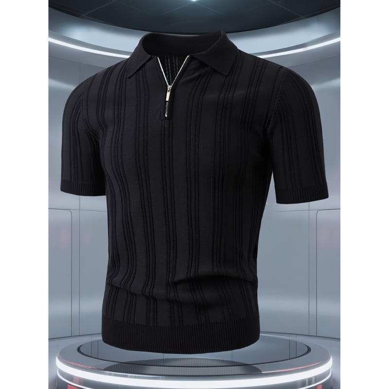 Polo pleteni top s jacquard uzorkom, mješavina pamuka, kratki rukav