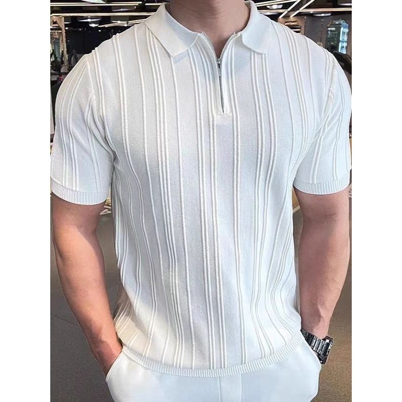 Polo pleteni top s jacquard uzorkom, mješavina pamuka, kratki rukav