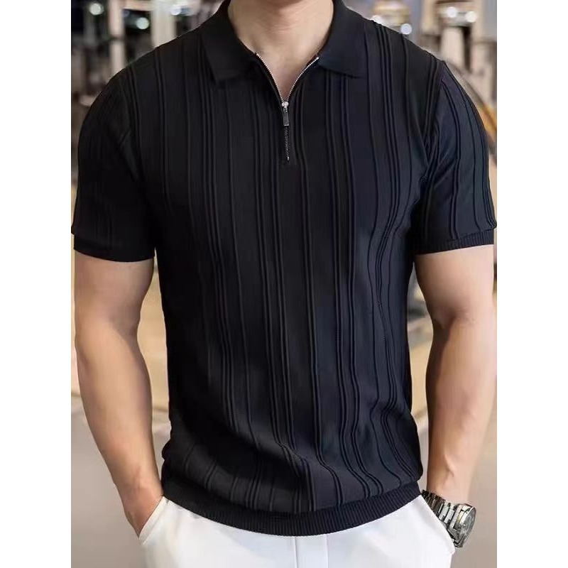 Polo pleteni top s jacquard uzorkom, mješavina pamuka, kratki rukav