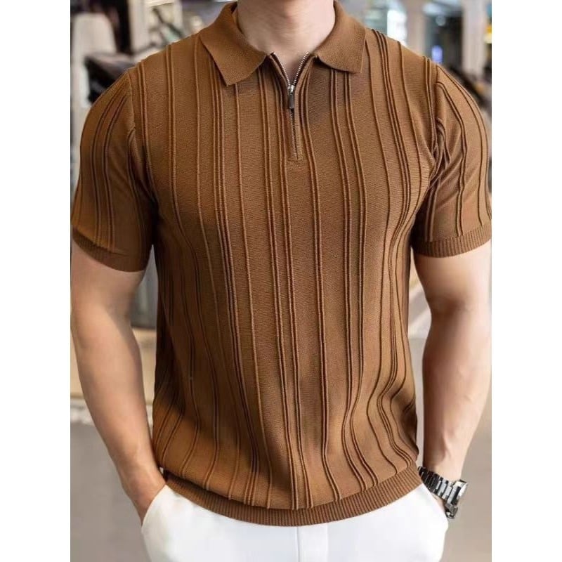 Polo pleteni top s jacquard uzorkom, mješavina pamuka, kratki rukav