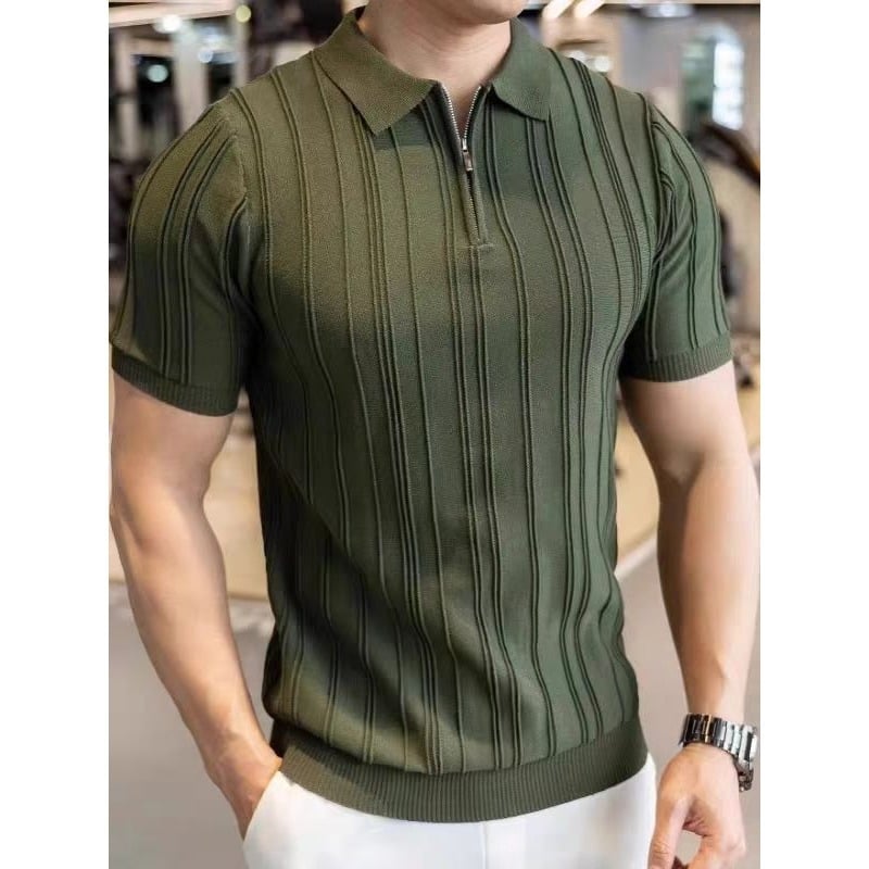 Polo pleteni top s jacquard uzorkom, mješavina pamuka, kratki rukav