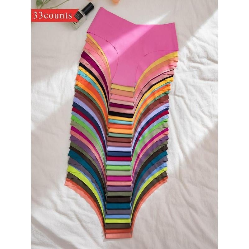 Дамски безшевни бикини с ниска талия, мултипакет (33/21/14 броя), U-образна кройка