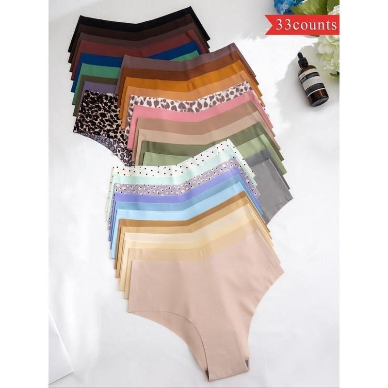 Дамски безшевни бикини с ниска талия, мултипакет (33/21/14 броя), U-образна кройка