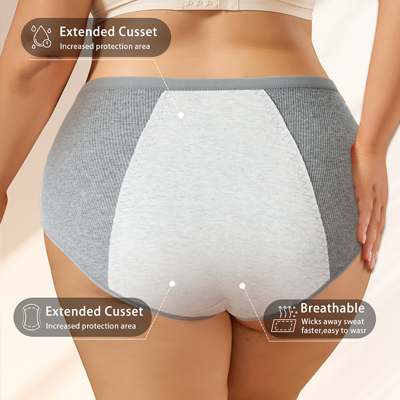Ženské fyziologické bavlnené periodické nohavičky so stredným pásom, 92% bavlna, podšívka 100% bavlna, jednofarebný vzor