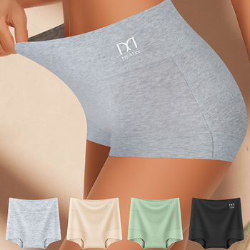 Dámske bavlnené boxerky s vysokým pásom, zdvíhanie zadočku, spevnenie brucha, priedušné, jednobarevné