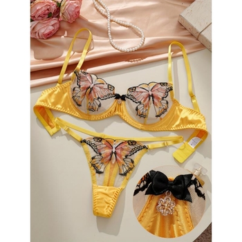 Комплект бельо с дантела, основен материал найлон, подплата памук, чашка с ушички на зайче, функция събиране