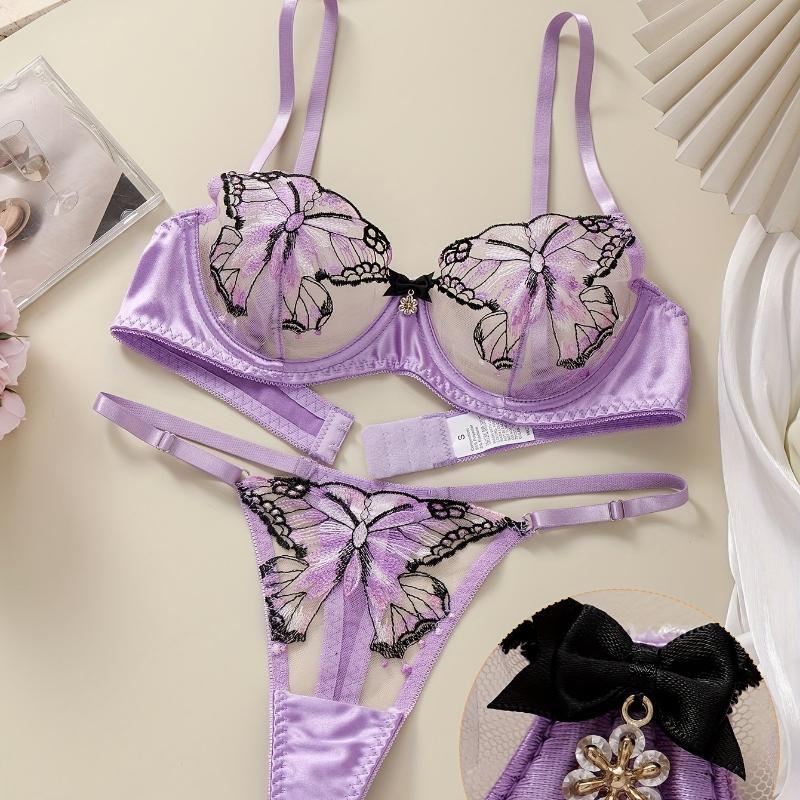 Комплект бельо с дантела, основен материал найлон, подплата памук, чашка с ушички на зайче, функция събиране