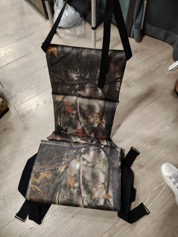 Išorinis medžiotojo sėdėjimo pagalvė mediniam kėdei, Oxford audinys, kamufliažas raštas, ruduo–žiema, be laikiklio