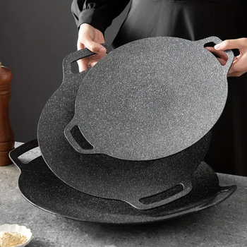 Okrúhla železná grilovacia panvica na plynový sporák – nepriľnavý povrch