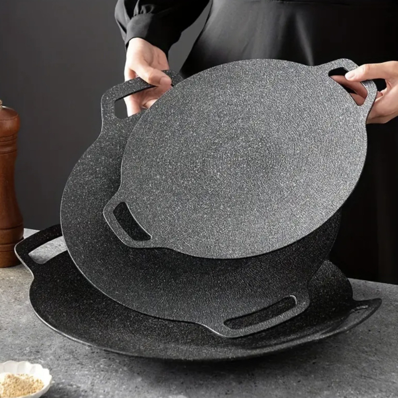 Okrúhla železná grilovacia panvica na plynový sporák – nepriľnavý povrch