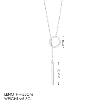 Geometrický náhrdelník z titánovej ocele, O-reťaz, prívesok z titánovej ocele, 6 g