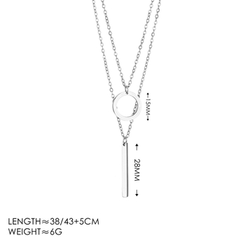 Geometrický náhrdelník z titánovej ocele, O-reťaz, prívesok z titánovej ocele, 6 g