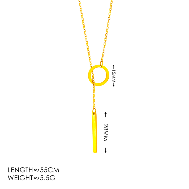 Geometrický náhrdelník z titánovej ocele, O-reťaz, prívesok z titánovej ocele, 6 g