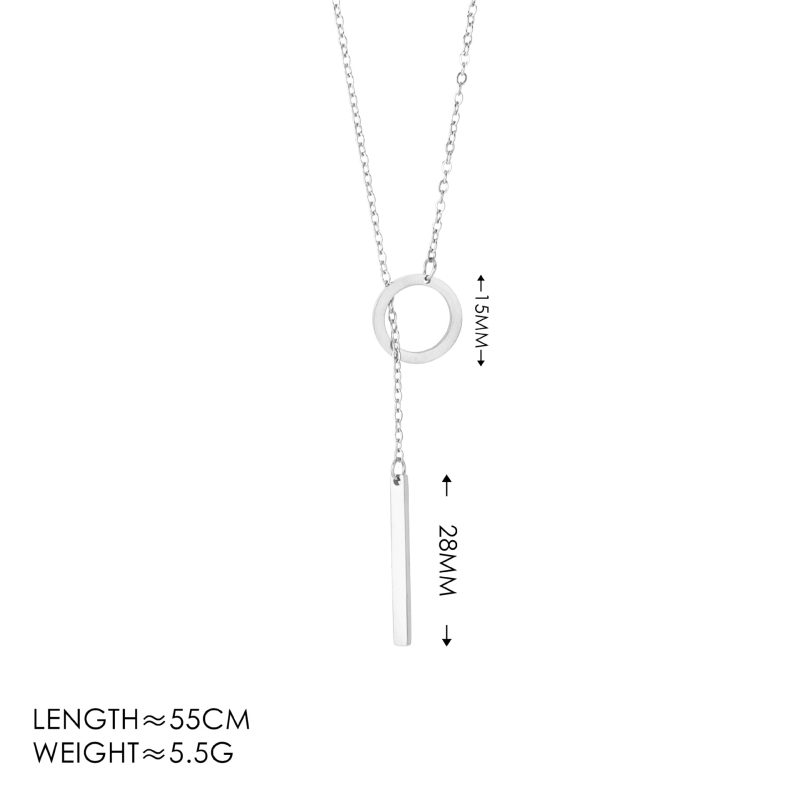 Geometrický náhrdelník z titánovej ocele, O-reťaz, prívesok z titánovej ocele, 6 g