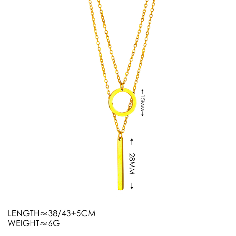 Geometrický náhrdelník z titánovej ocele, O-reťaz, prívesok z titánovej ocele, 6 g