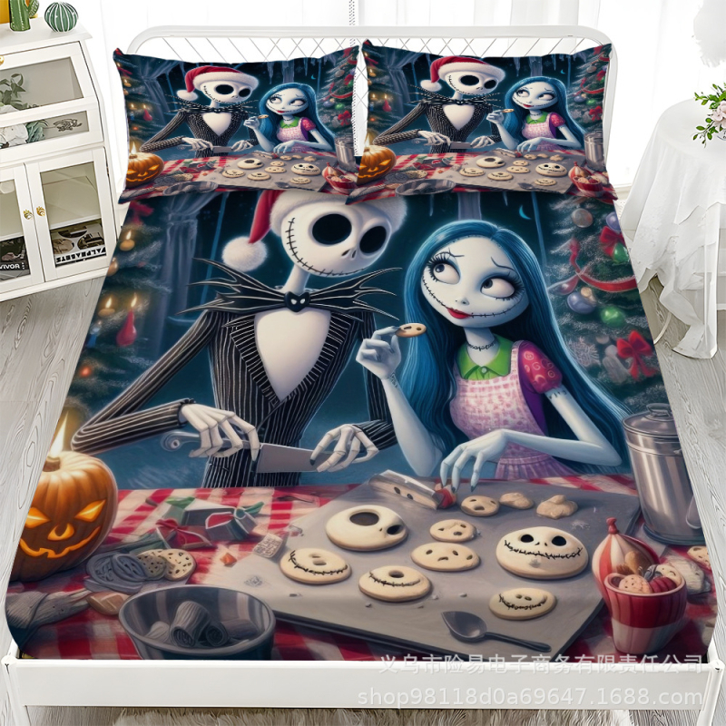 Gáza posteľná sukňa 3-dielny set, digitálna potlač, Brushed, európsky klasický štýl