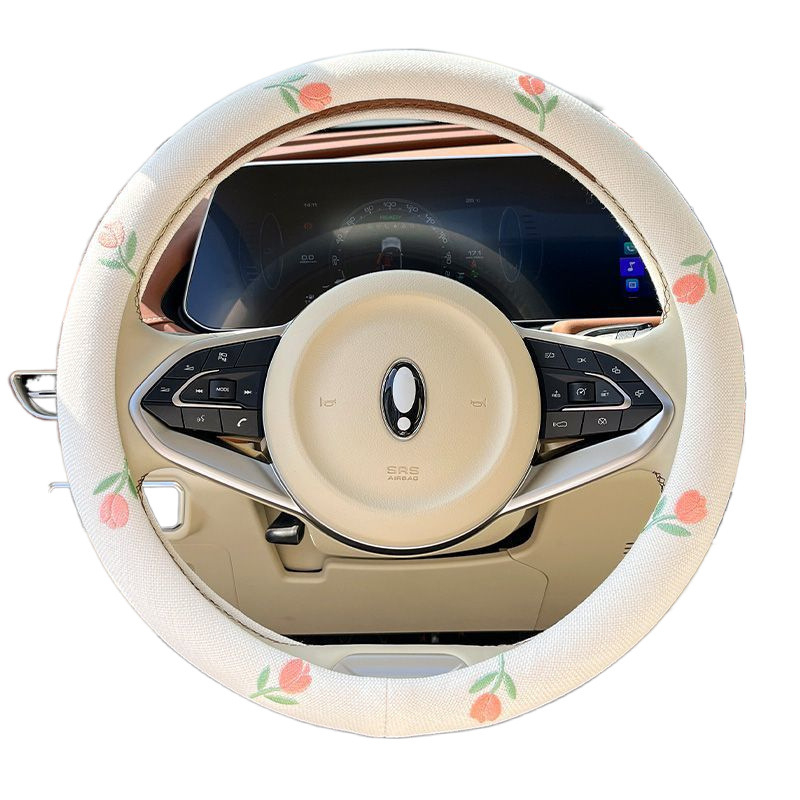 Automašīnas stūres vāciņš, sporta stils, vasaras lietošanai, poliester materiāls, universāla uzstādīšana, pretslīdēšana, sviedru absorpcija, karikatūras stila